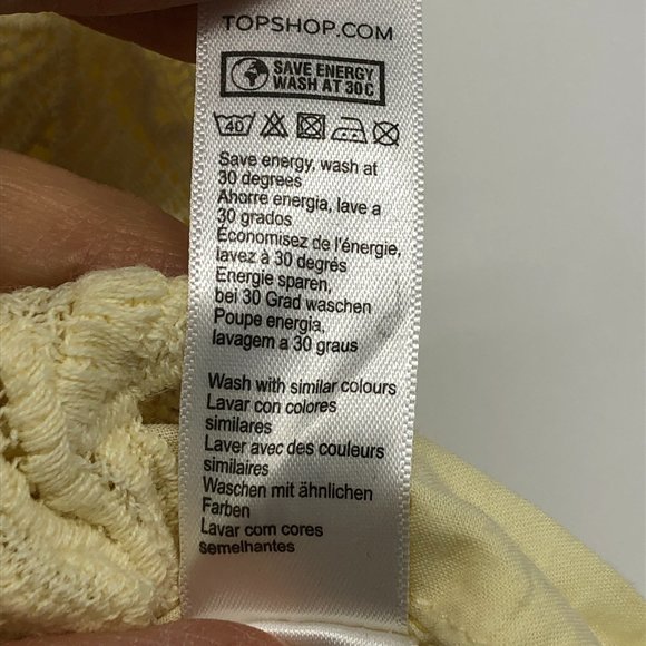 Topshop Pale Yellow Floral Lace Skirt Knee Length size 6 - Picture 10 of 16